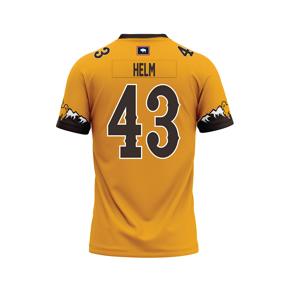 Wyoming - NCAA Football : Gavyn Helm - Gold Premium Football Jersey