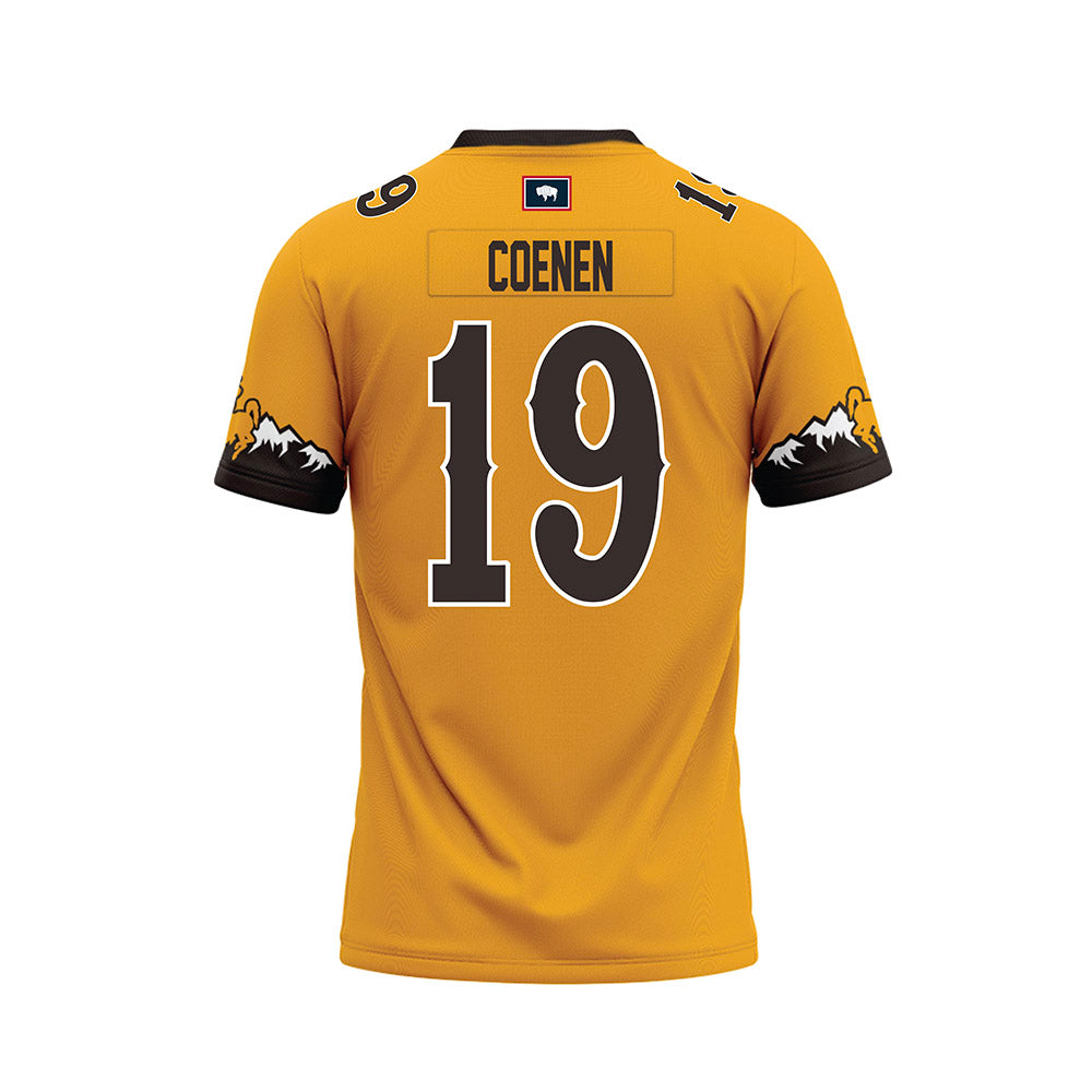 Wyoming - NCAA Football : Charlie Coenen - Gold Premium Football Jersey-1