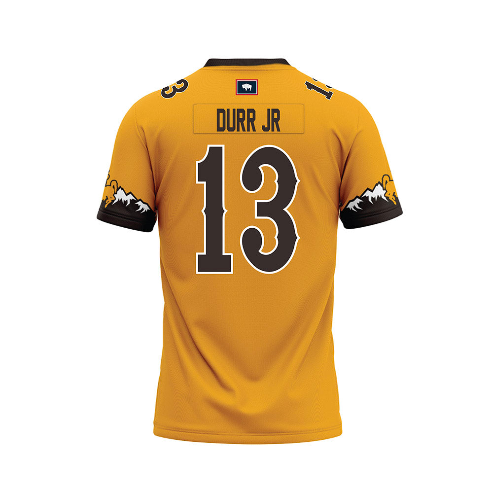 Wyoming - NCAA Football : Chris Durr jr - Gold Premium Football Jersey-1