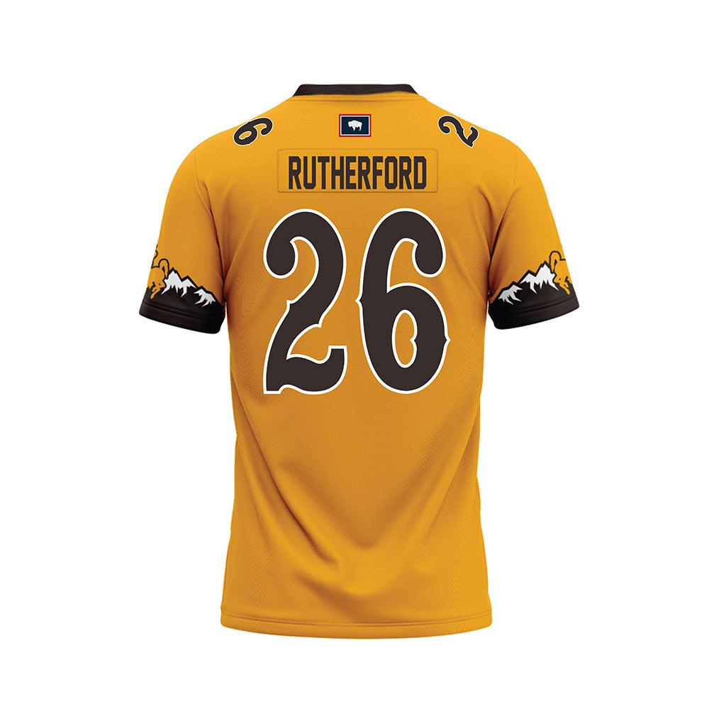 Wyoming - NCAA Football : Gary Rutherford - Gold Premium Football Jersey-1