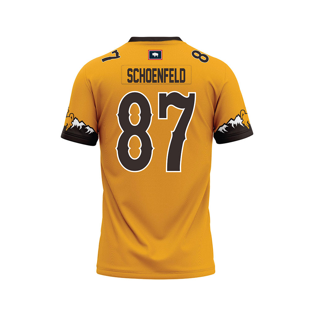 Wyoming - NCAA Football : Isaac Schoenfeld - Gold Premium Football Jersey