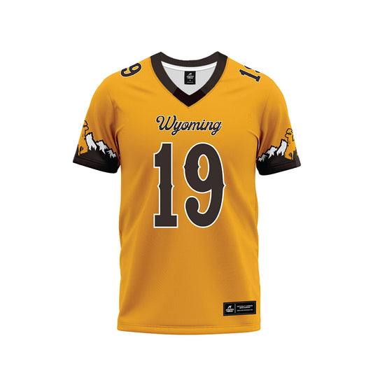 Wyoming - NCAA Football : Charlie Coenen - Gold Premium Football Jersey-0