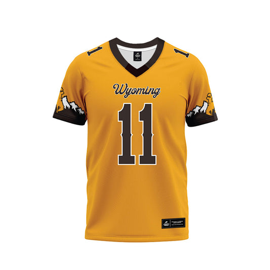 Wyoming - NCAA Football : Michael Fitzgerald - Gold Premium Football Jersey-0