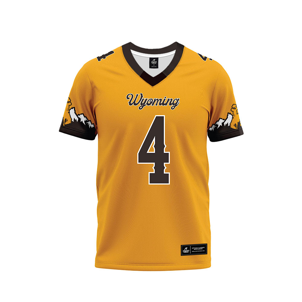 Wyoming - NCAA Football : Damashja Harris - Gold Premium Football Jersey-0