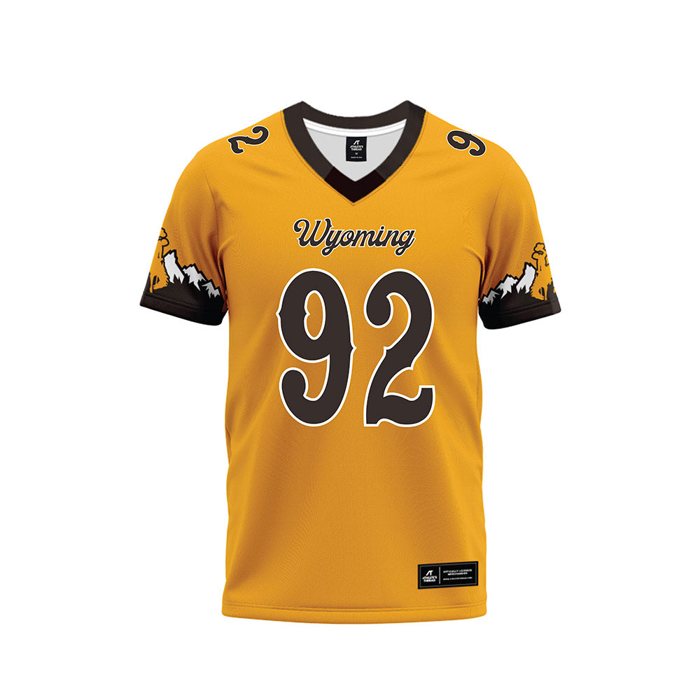 Wyoming - NCAA Football : Dante Drake - Gold Football Jersey