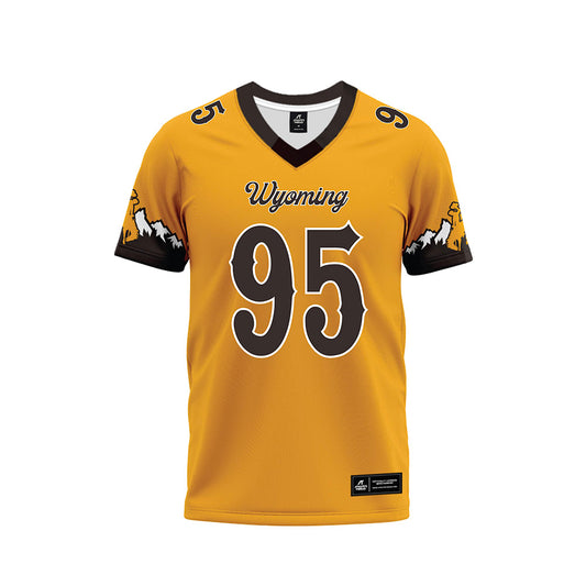 Wyoming - NCAA Football : Caleb Robinson - Gold Premium Football Jersey