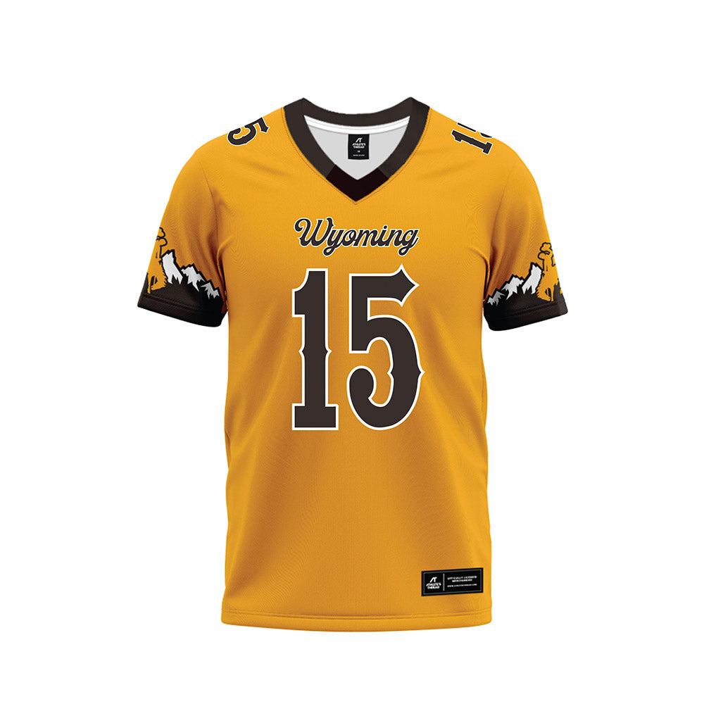 Wyoming - NCAA Football : David Leonard - Gold Premium Football Jersey