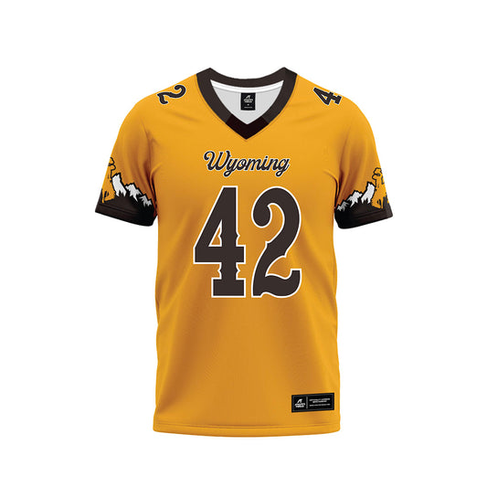 Wyoming - NCAA Football : Ethan Stuhlsatz - Gold Premium Football Jersey-0
