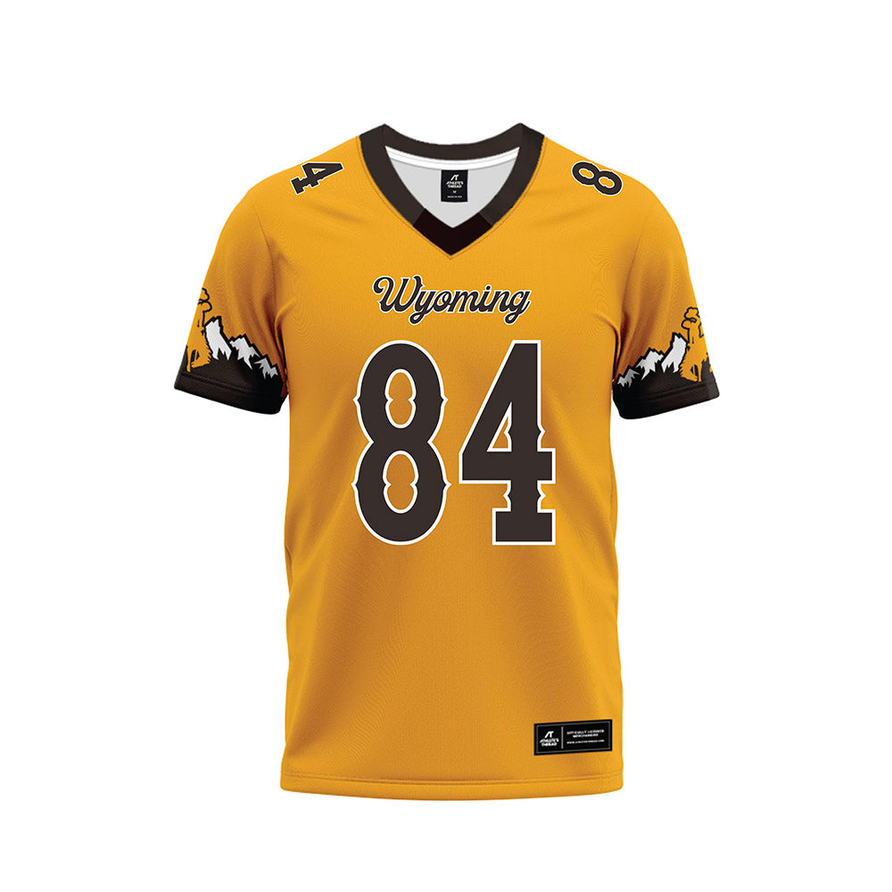 Wyoming - NCAA Football : John Michael Gyllenborg - Gold Premium Football Jersey