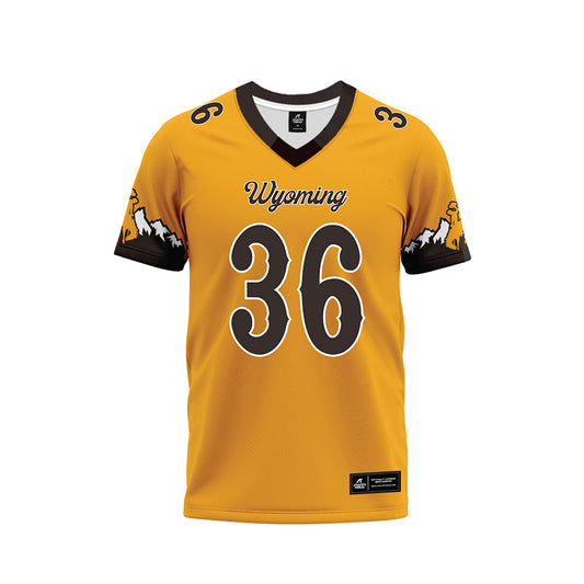 Wyoming - NCAA Football : Jack Harvey - Gold Premium Football Jersey