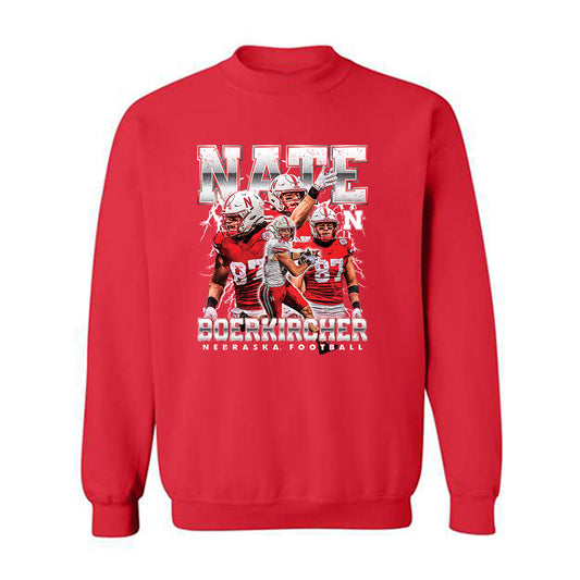 Nebraska - NCAA Football : Nate Boerkircher - Crewneck Sweatshirt Player Collage