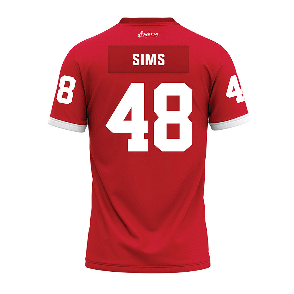 Louisiana - NCAA Football : Hunter Sims - Red Premium Football Jersey-1