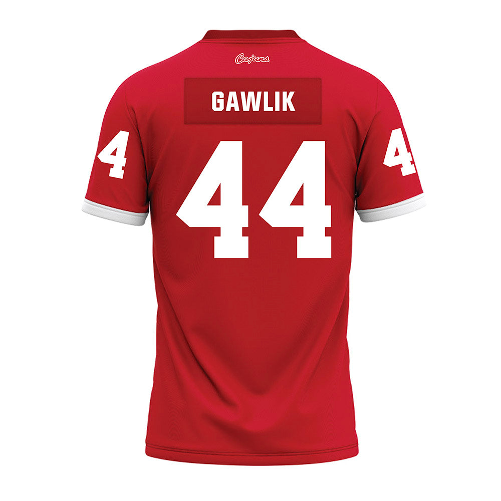 Louisiana - NCAA Football : Teddy Gawlik - Red Premium Football Jersey-1
