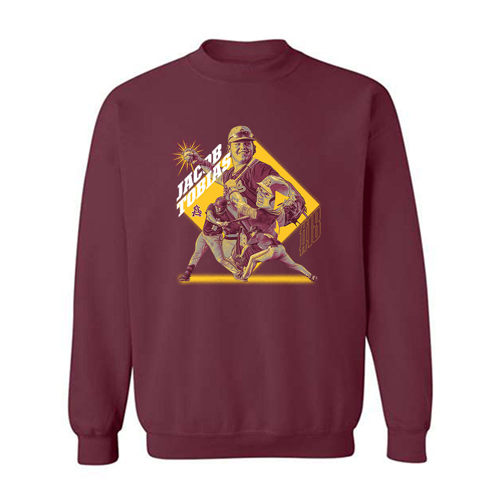 Arizona State - NCAA Baseball : Jacob Tobias - Player Collage Crewneck Sweatshirt