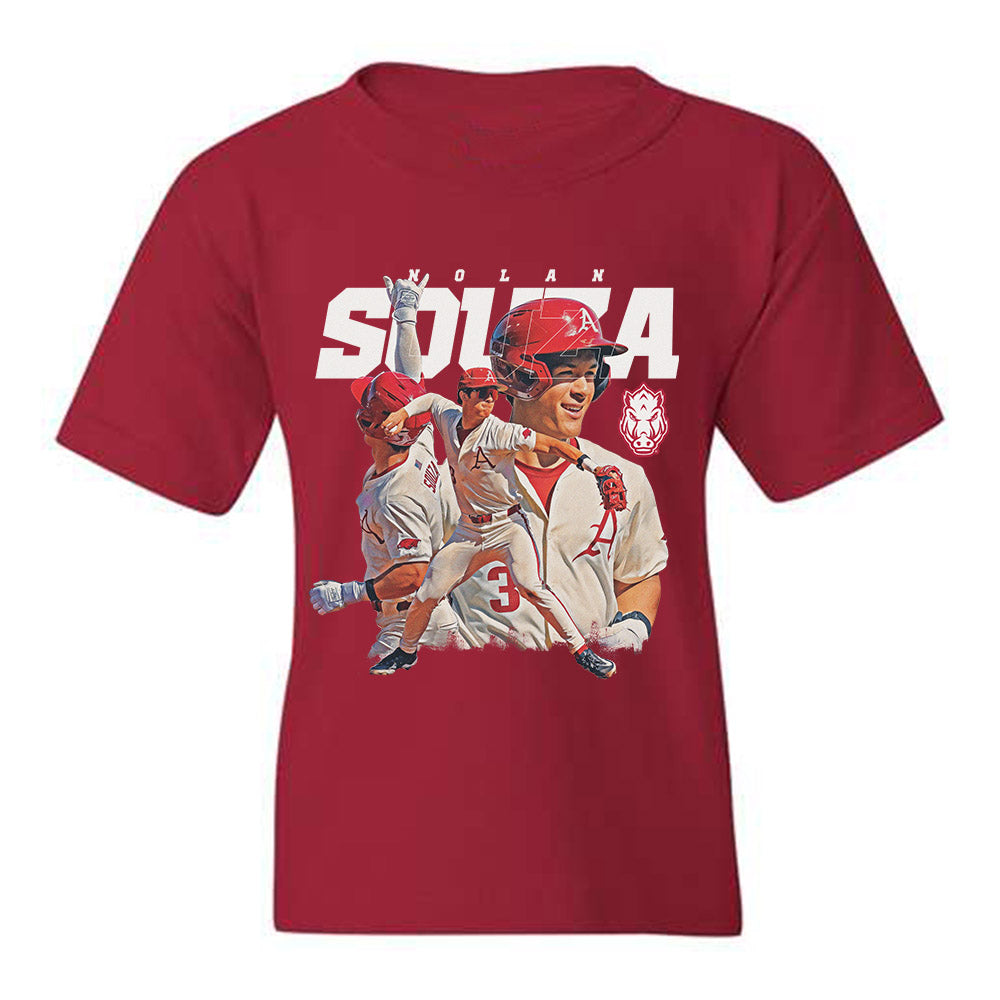 Arkansas - NCAA Baseball : Nolan Souza - Youth T-Shirt Player Collage