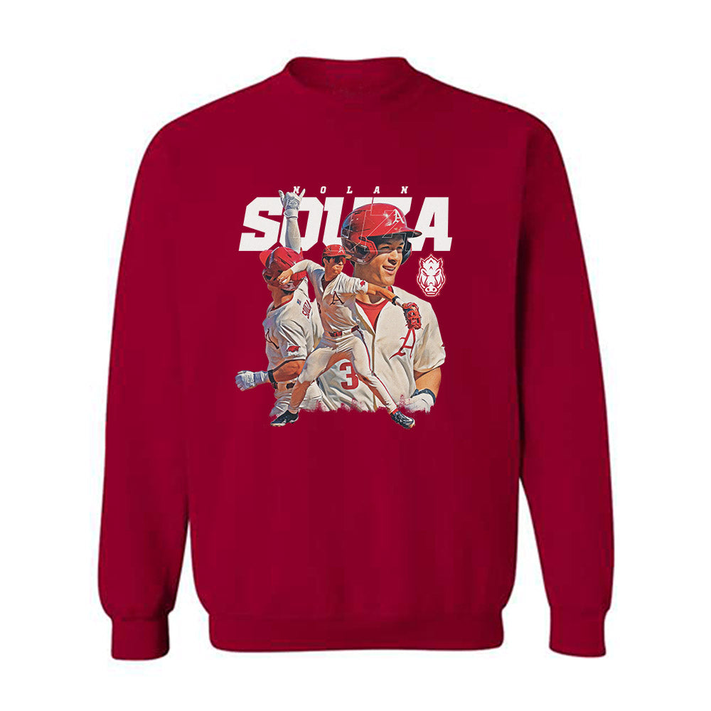 Arkansas - NCAA Baseball : Nolan Souza - Crewneck Sweatshirt Player Collage