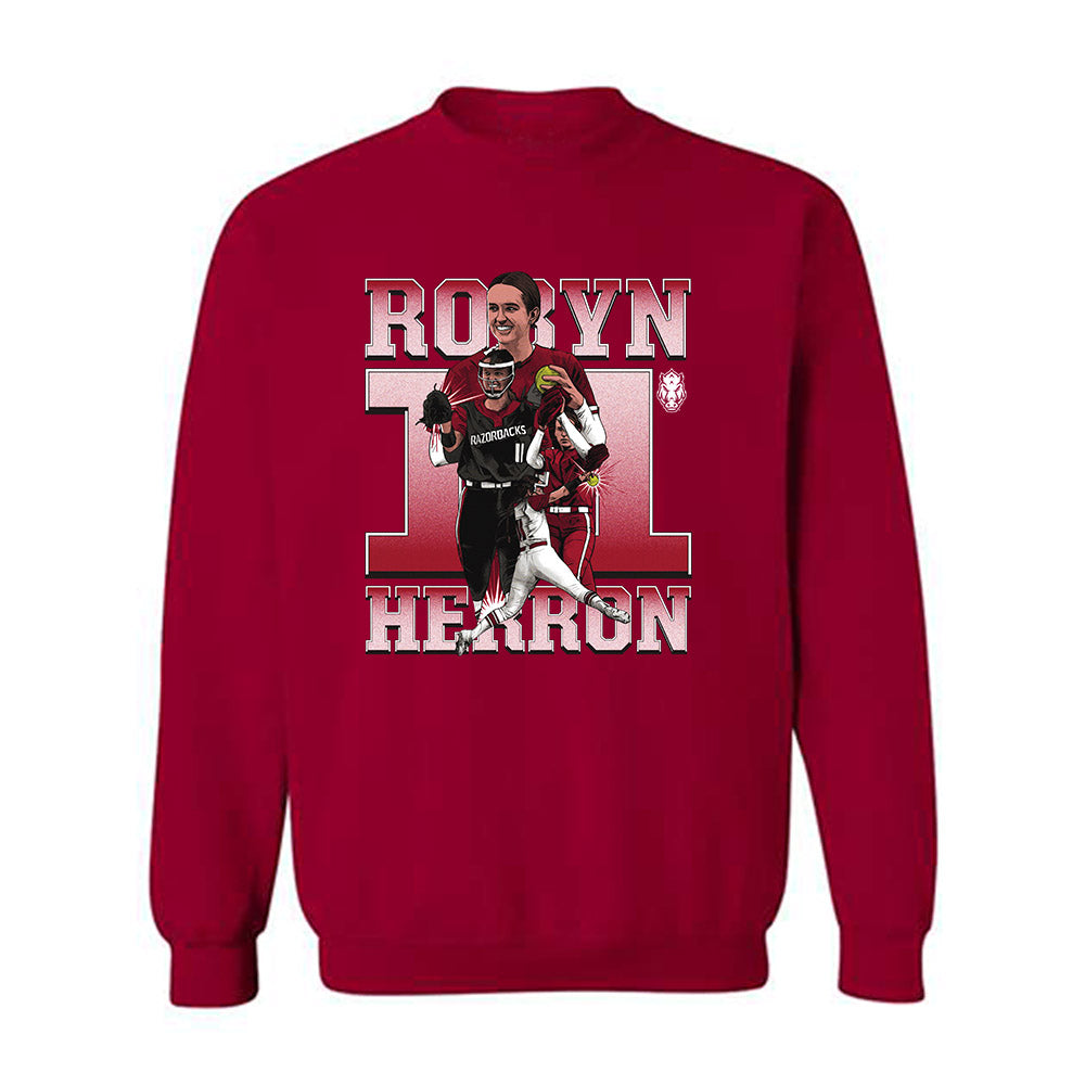 Arkansas - NCAA Softball : Robyn Herron - Player Collage Crewneck Sweatshirt