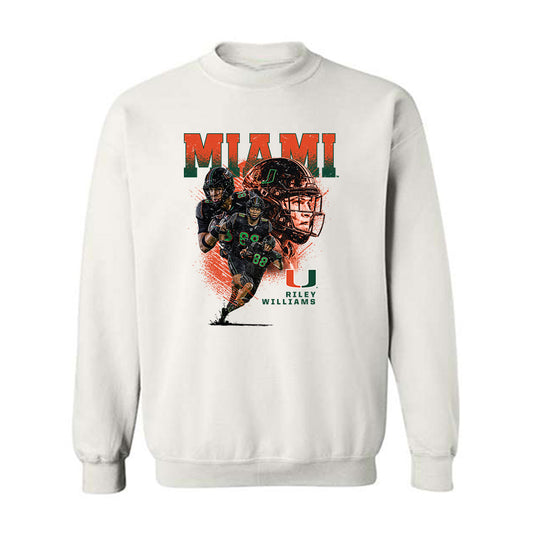 Miami - NCAA Football : Riley Williams - Player Collage Crewneck Sweatshirt