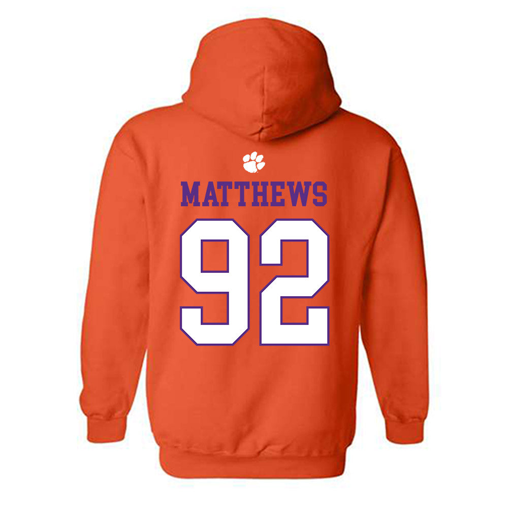 Clemson - NCAA Football : Levi Matthews - Classic Shersey Hooded Sweatshirt-1