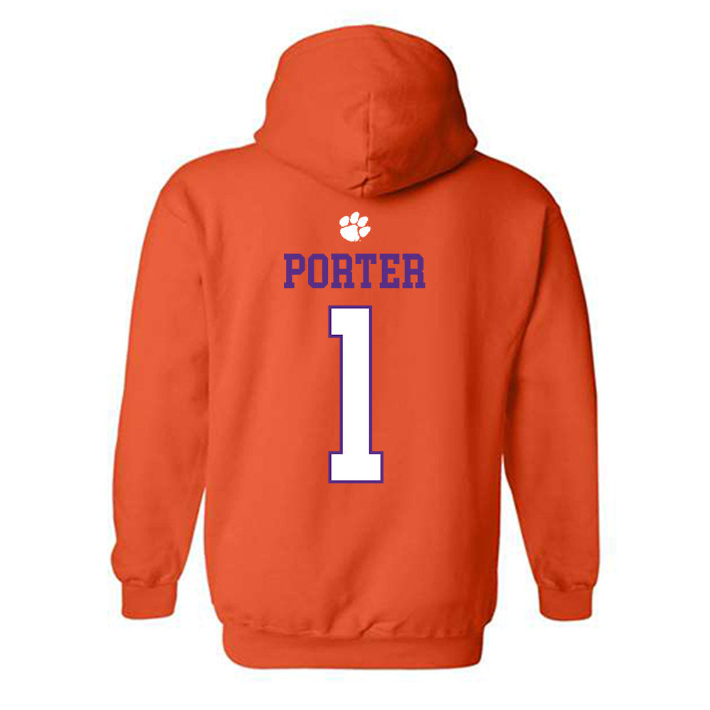 Clemson - NCAA Men's Basketball : Jestin Porter - Classic Shersey Hooded Sweatshirt-1
