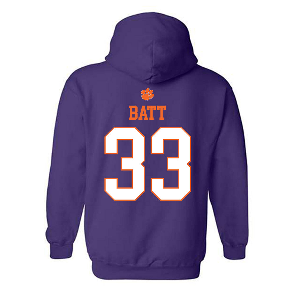 Clemson - NCAA Football : Griffin Batt - Classic Shersey Hooded Sweatshirt-1