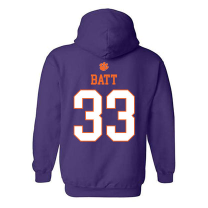 Clemson - NCAA Football : Griffin Batt - Classic Shersey Hooded Sweatshirt-1