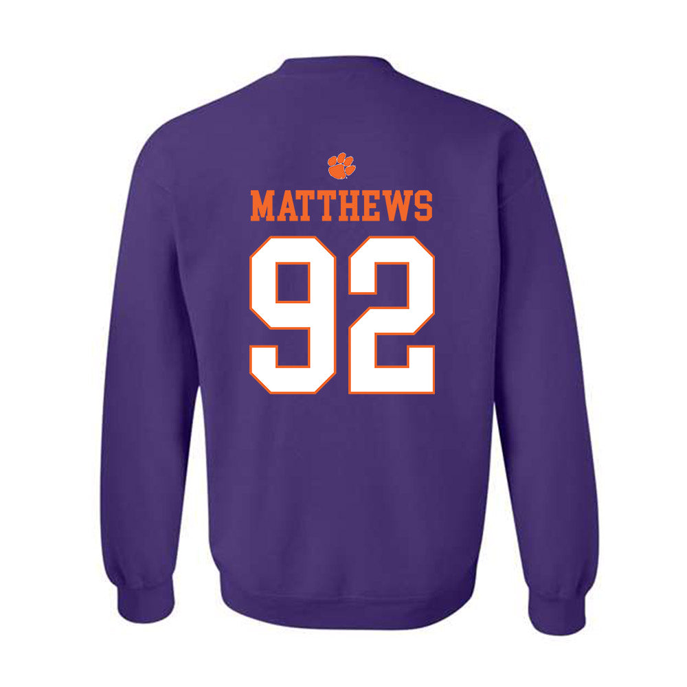 Clemson - NCAA Football : Levi Matthews - Classic Shersey Crewneck Sweatshirt-1