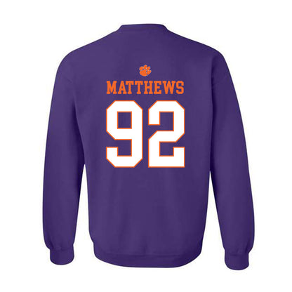 Clemson - NCAA Football : Levi Matthews - Classic Shersey Crewneck Sweatshirt-1