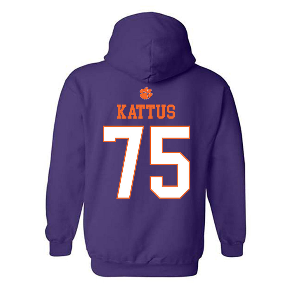 Clemson - NCAA Football : Tucker Kattus - Classic Shersey Hooded Sweatshirt-1