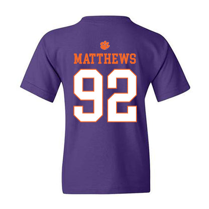 Clemson - NCAA Football : Levi Matthews - Classic Shersey Youth T-Shirt-1