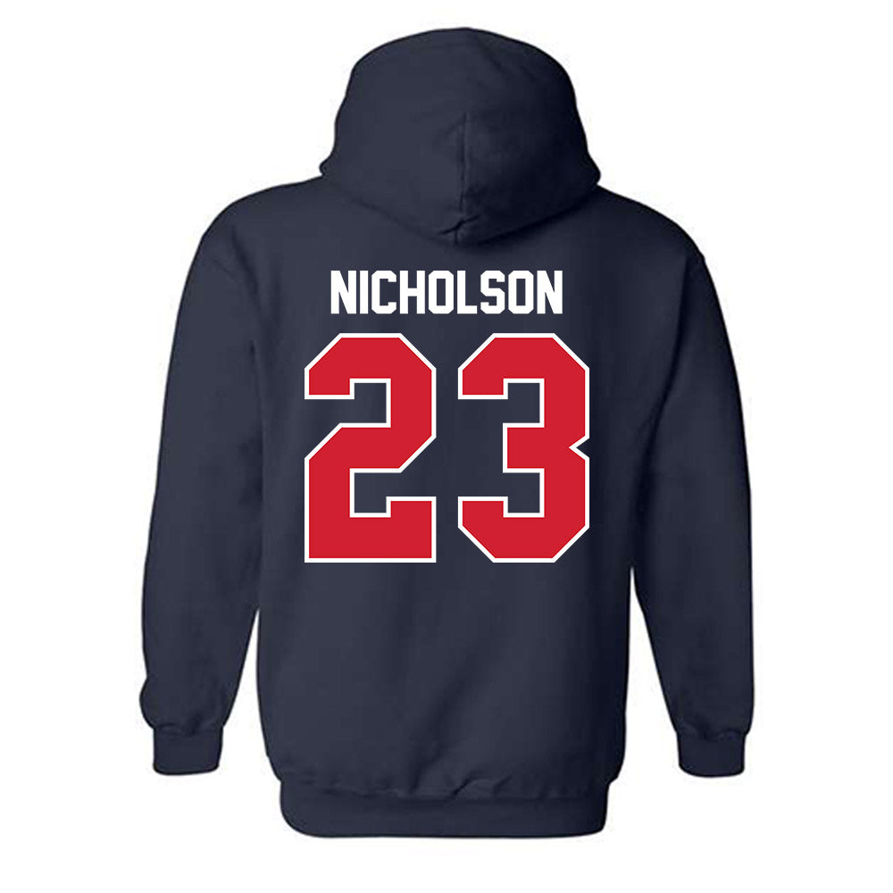 Robert Morris - NCAA Men's Ice Hockey : Zeke Nicholson - Classic Fashion Shersey Hooded Sweatshirt-1