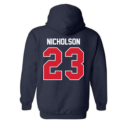 Robert Morris - NCAA Men's Ice Hockey : Zeke Nicholson - Classic Fashion Shersey Hooded Sweatshirt-1
