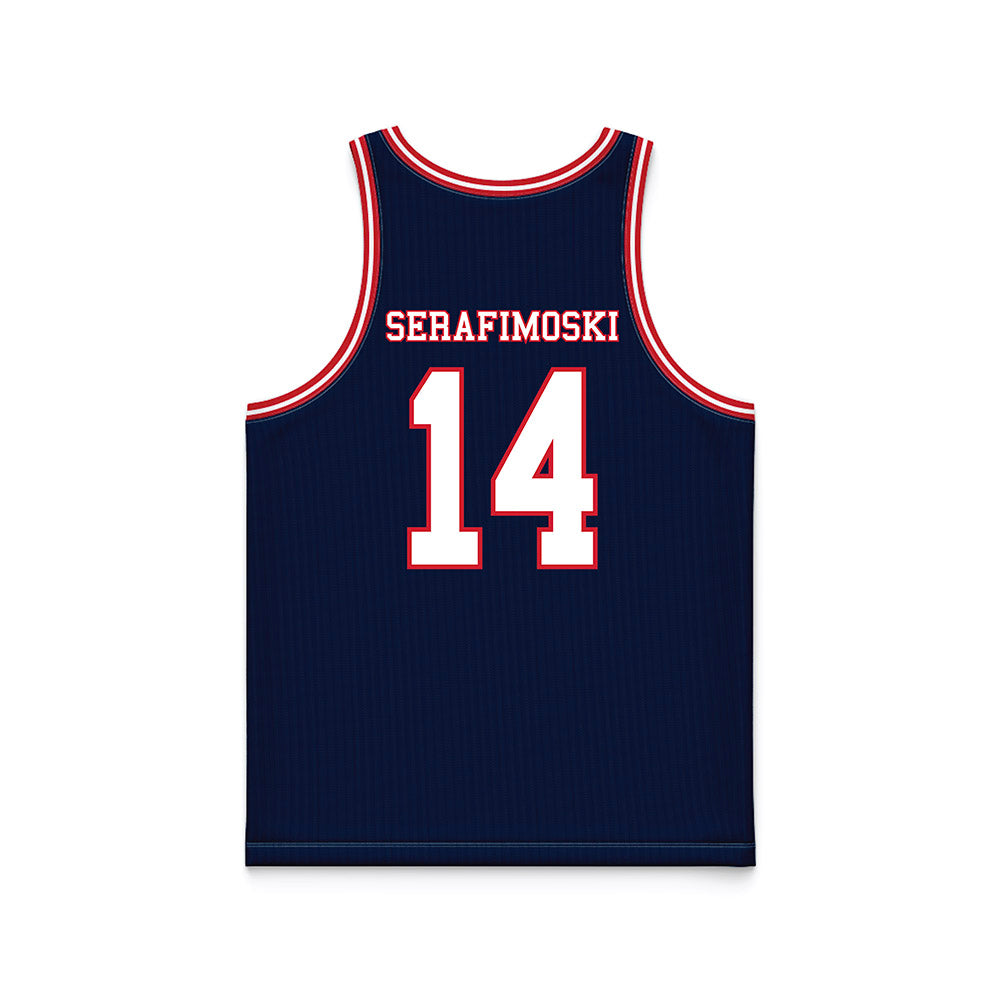 Robert Morris - NCAA Men's Basketball : Vasilije Serafimoski - Navy Basketball Jersey-1