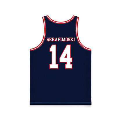 Robert Morris - NCAA Men's Basketball : Vasilije Serafimoski - Navy Basketball Jersey-1