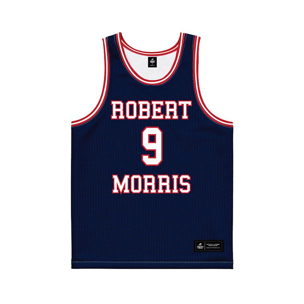 Robert Morris - NCAA Men's Basketball : Cyril Arvanitis - Navy Basketball Jersey-0
