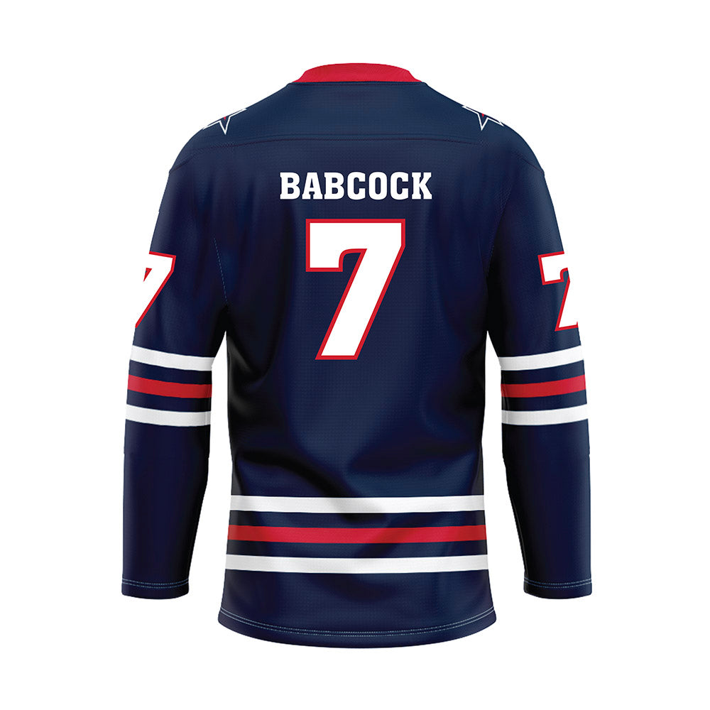 Robert Morris - NCAA Men's Ice Hockey : John Babcock - Navy Hockey Jersey-1