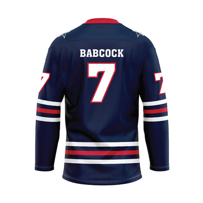 Robert Morris - NCAA Men's Ice Hockey : John Babcock - Navy Hockey Jersey-1