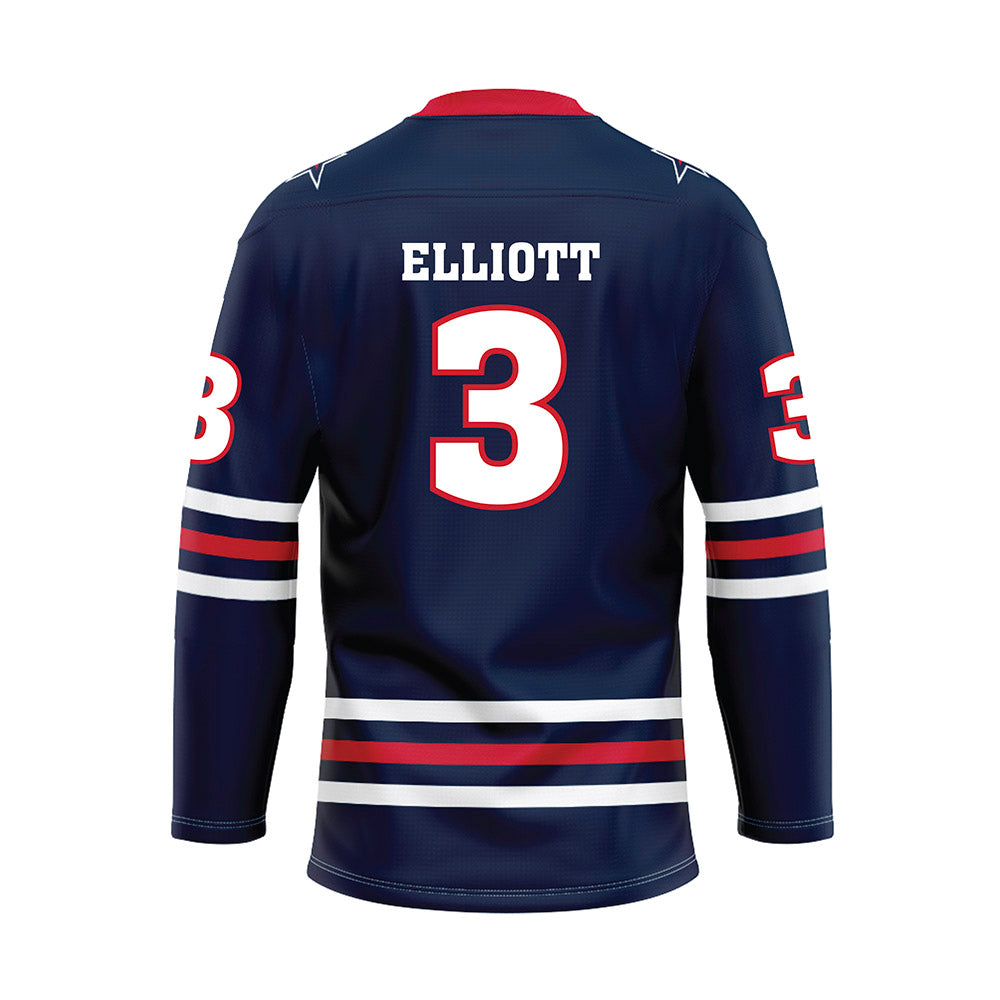 Robert Morris - NCAA Men's Ice Hockey : Dominic Elliott - Navy Hockey Jersey-1