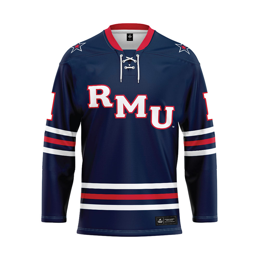 Robert Morris - NCAA Men's Ice Hockey : Croix Kochendorfer - Navy Hockey Jersey-0