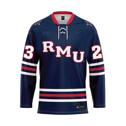 Robert Morris - NCAA Men's Ice Hockey : Zeke Nicholson - Navy Hockey Jersey-0