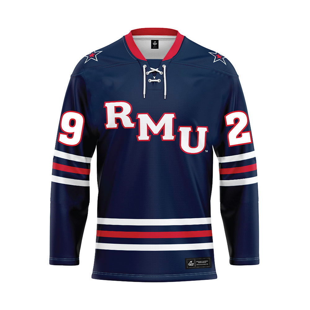 Robert Morris - NCAA Men's Ice Hockey : Michael Felsing - Navy Hockey Jersey-0