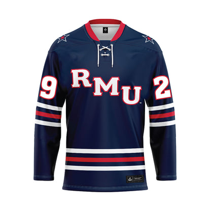 Robert Morris - NCAA Men's Ice Hockey : Michael Felsing - Navy Hockey Jersey-0