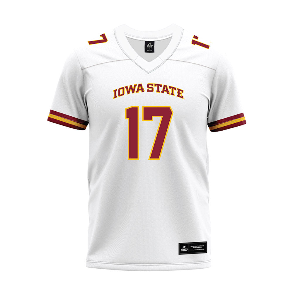 Iowa State - NCAA Football : Connor Welsch - White Premium Football Jersey-0