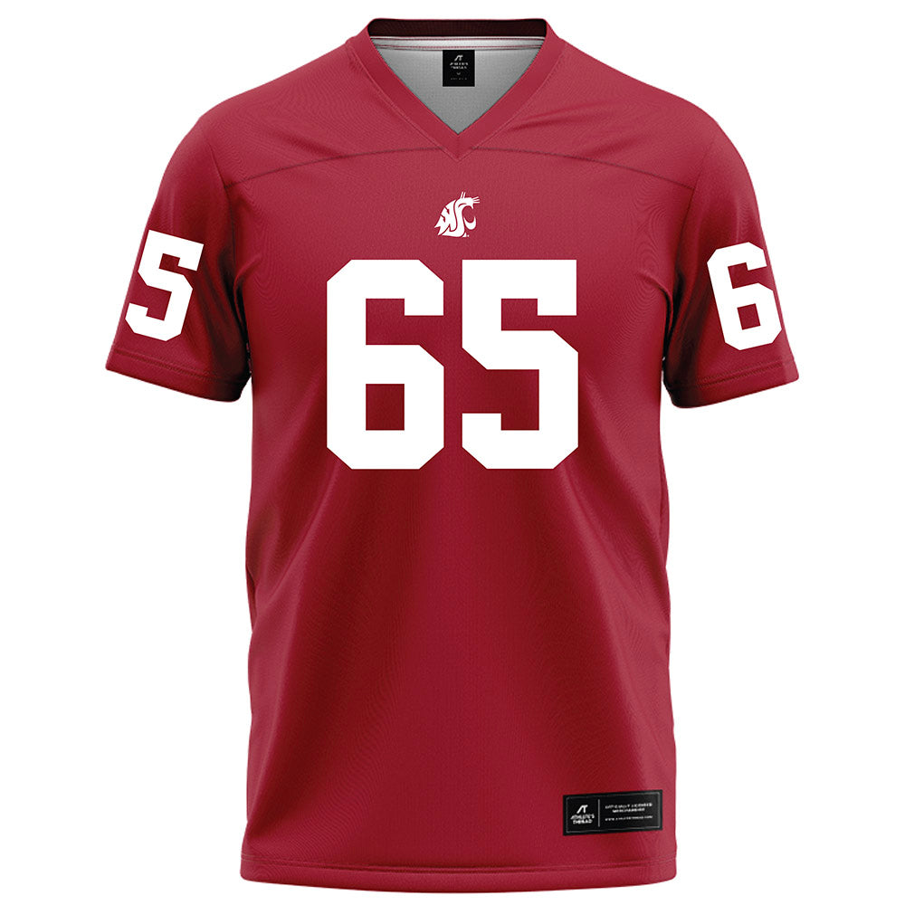 WSU - NCAA Football : Brock Dieu - Red Football Jersey-0