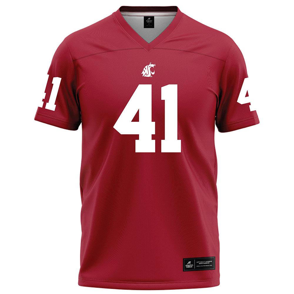 WSU - NCAA Football : Sean Bures - Red Football Jersey-0