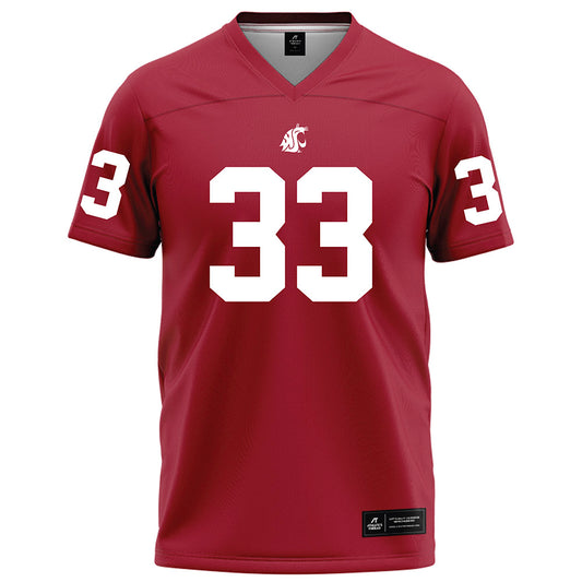 WSU - NCAA Football : Cameron Weir - Red Football Jersey-0
