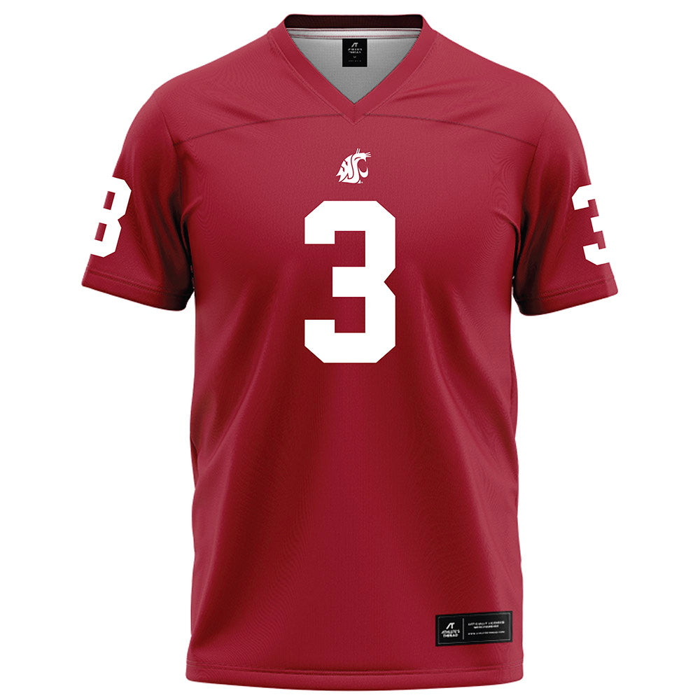 WSU - NCAA Football : Maxwell Woods - Red Football Jersey-0