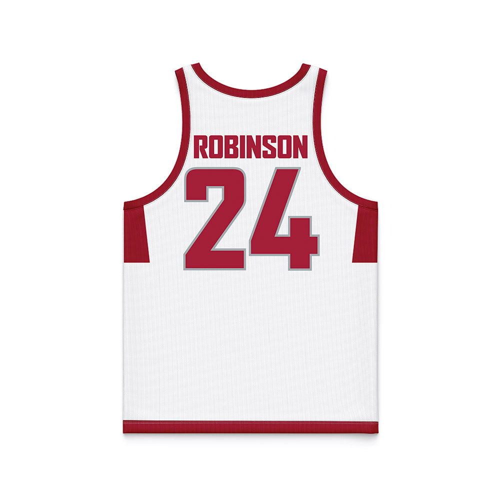 WSU - NCAA Men's Basketball : Dominik Robinson - White Basketball Jersey-1