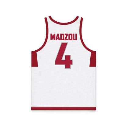 WSU - NCAA Men's Basketball : Brunel Madzou - White Basketball Jersey-1