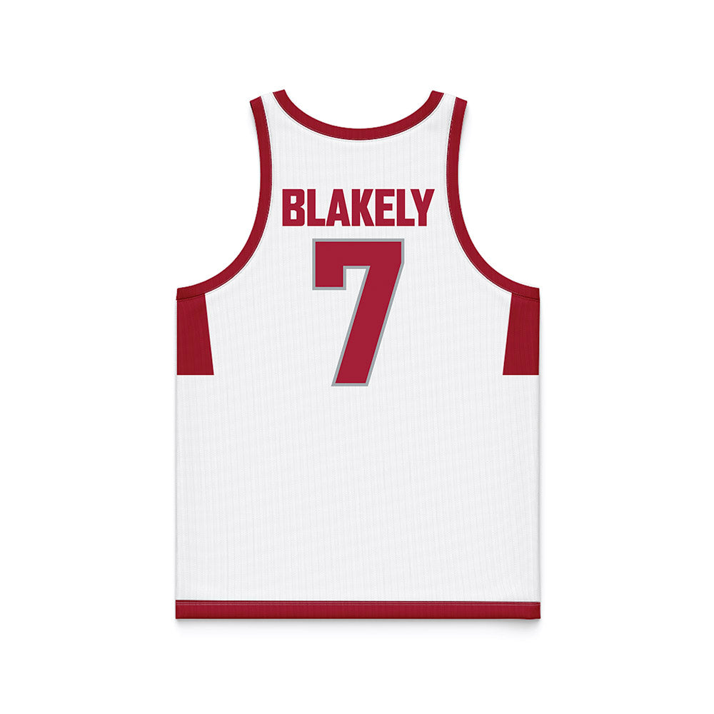 WSU - NCAA Men's Basketball : Dieume Blakely - White Basketball Jersey-1